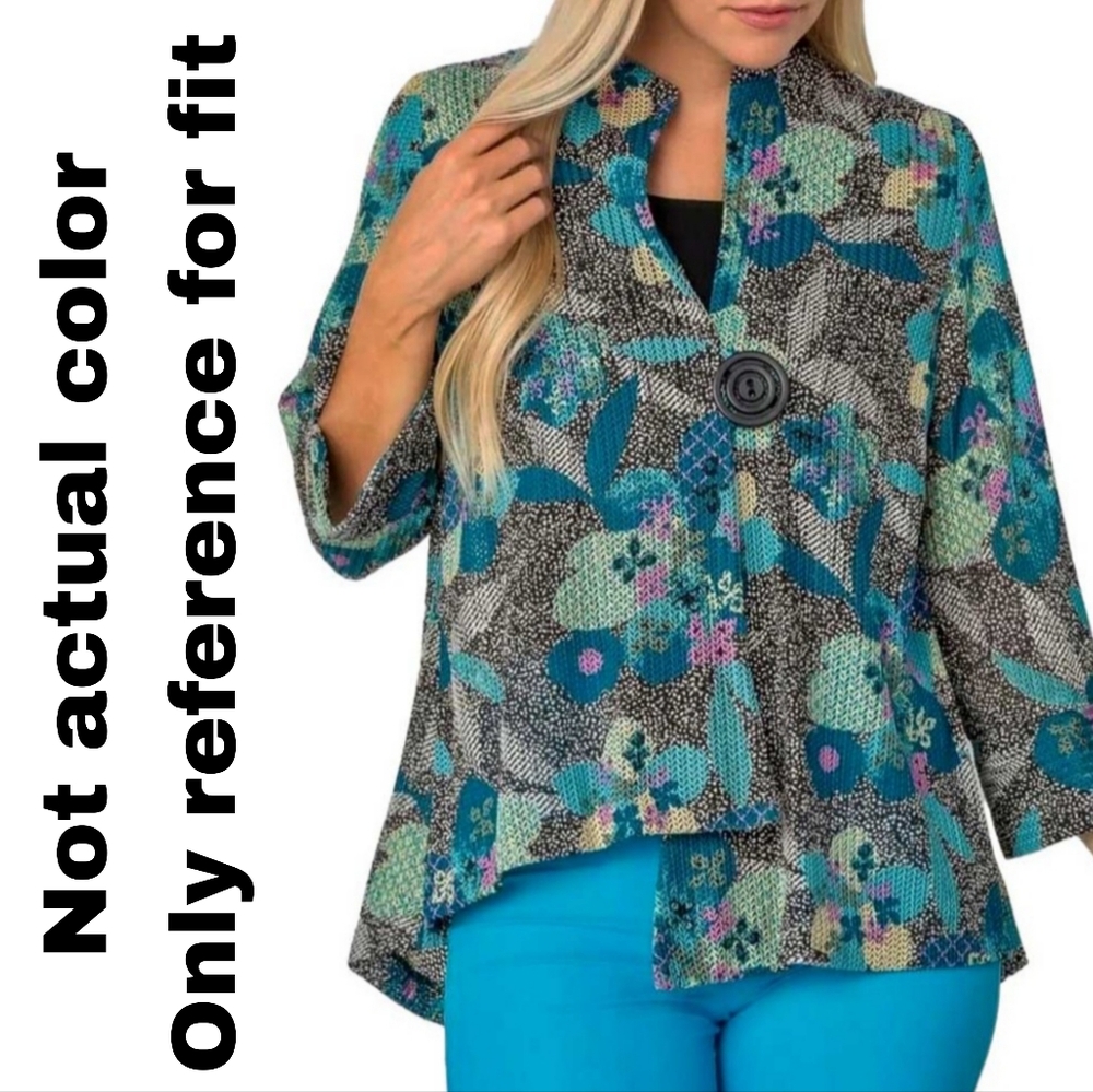 IC By Connie K Collection Jacket Red Floral Knitted Jacquard Kimono sz S - Picture 2 of 14